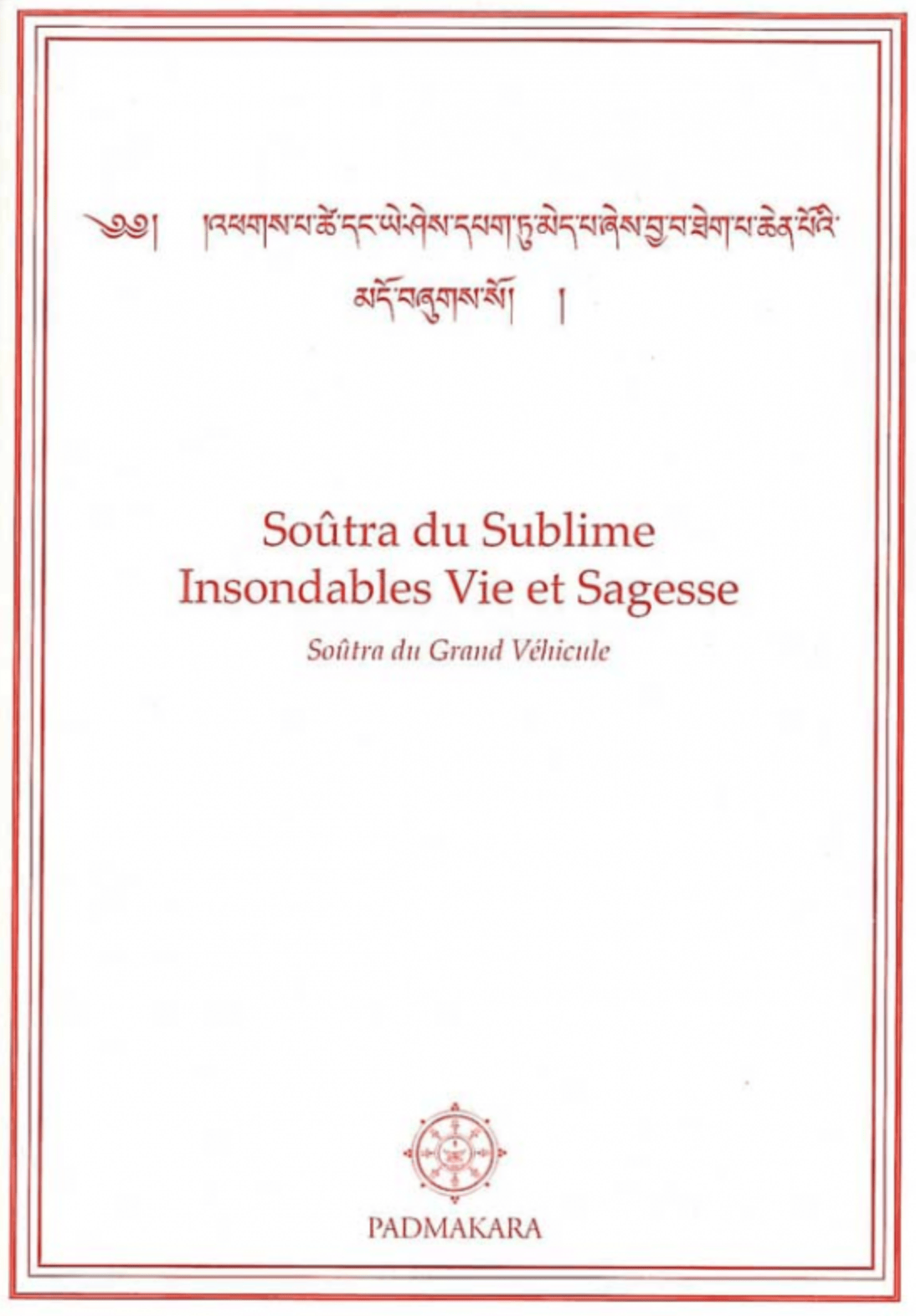 Couverture du Soutra du Sublime Insondable Vie et Sagesse